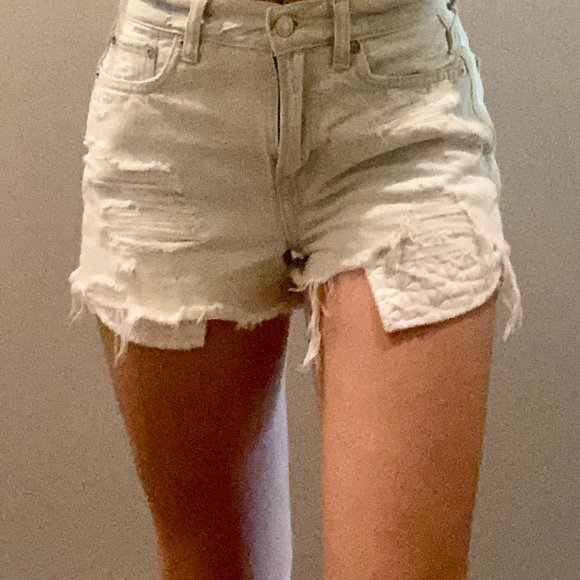 American Eagle Light Wash Distressed Jean Shorts Size 0 - Picture 5 of 5